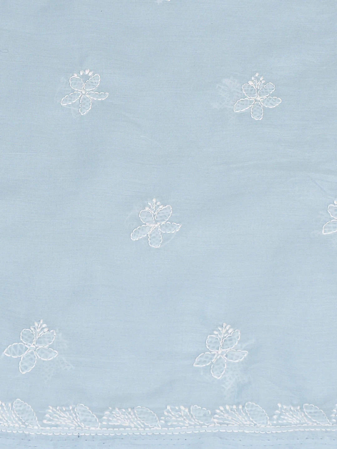 Ada Hand Embroidered Blue Cotton Lucknowi Chikankari Unstitched Kurta Piece 01A772761