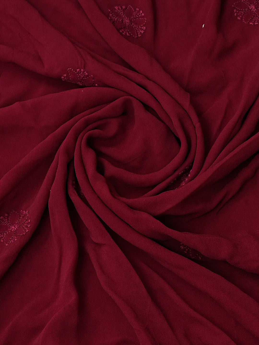 Ada Hand Embroidered Maroon Viscose Georgette Lucknowi Chikankari Unstitched Kurta Dupatta Set With Pearl Work 01A751242