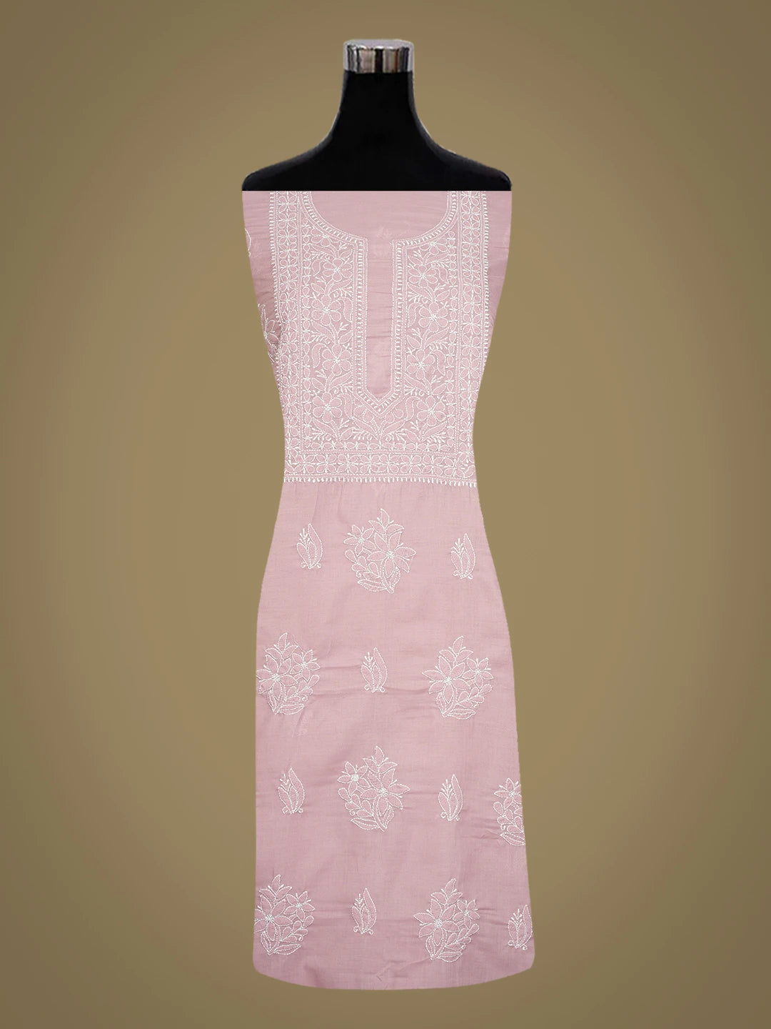 Ada Hand Embroidered Mauve Cotton Lucknowi Chikankari Unstitched Kurta Piece 01A772856