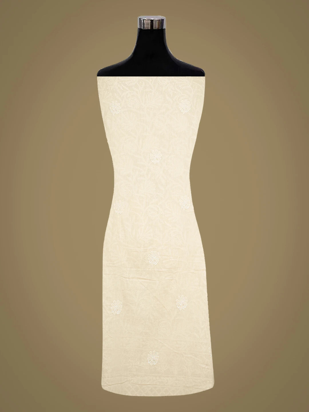 Ada Hand Embroidered Fawn Cotton Lucknowi Chikankari Unstitched Suit Piece 01A728840