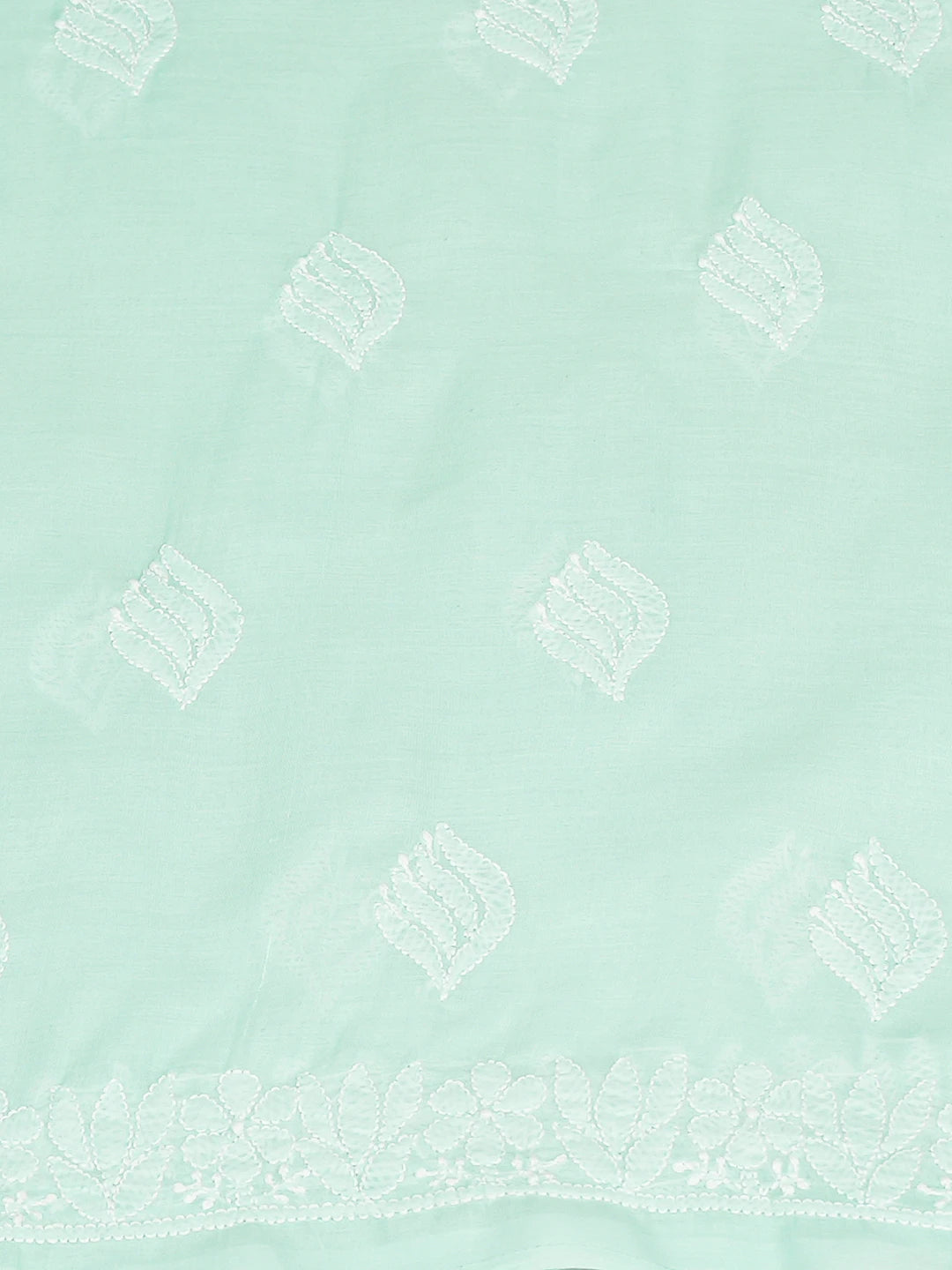 Ada Hand Embroidered Sea Green Cotton Lucknowi Chikankari Unstitched Kurta Piece 01A772858