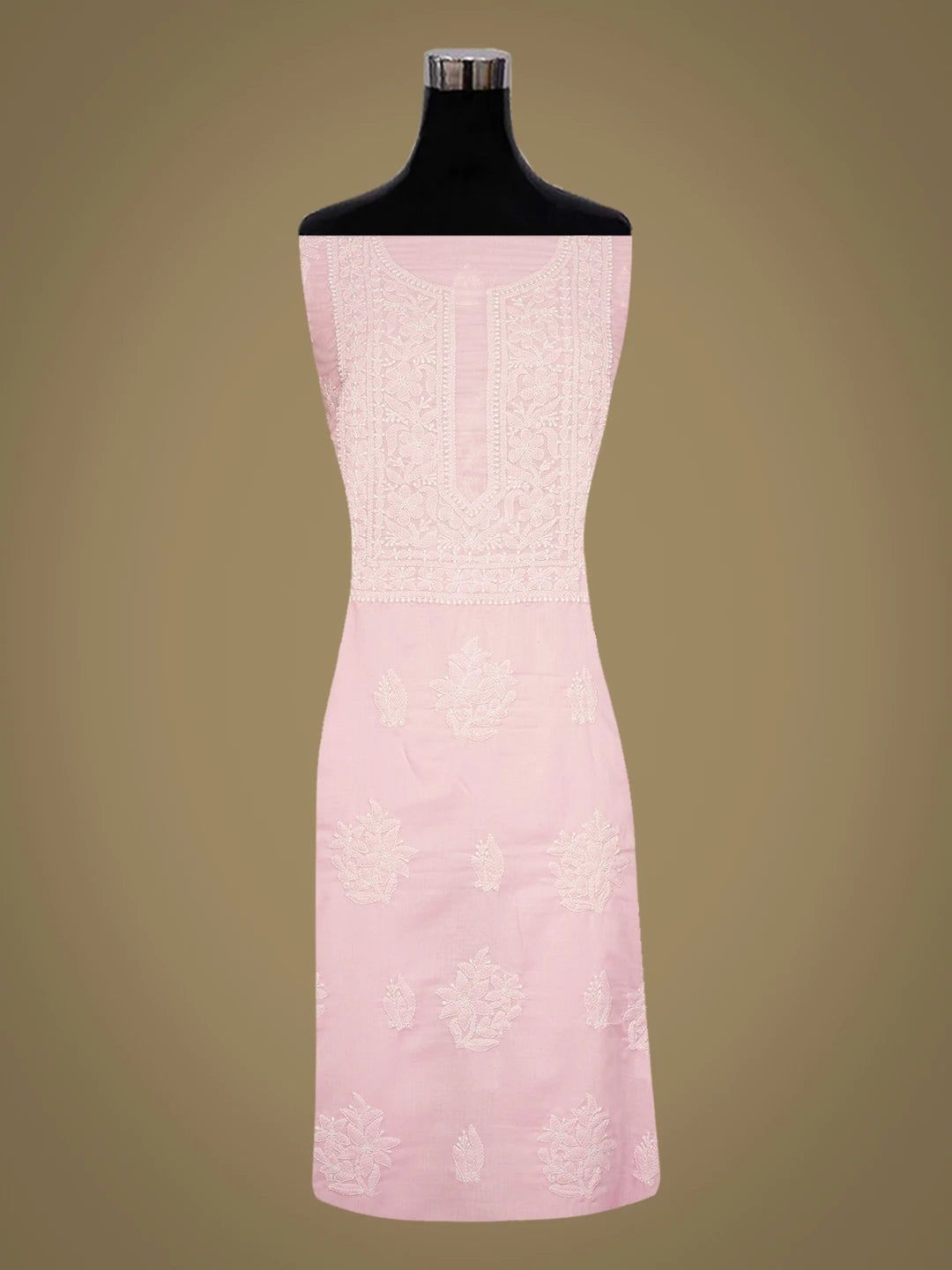 Ada Hand Embroidered Pink Cotton Lucknowi Chikankari Unstitched Kurta Piece 01A772852