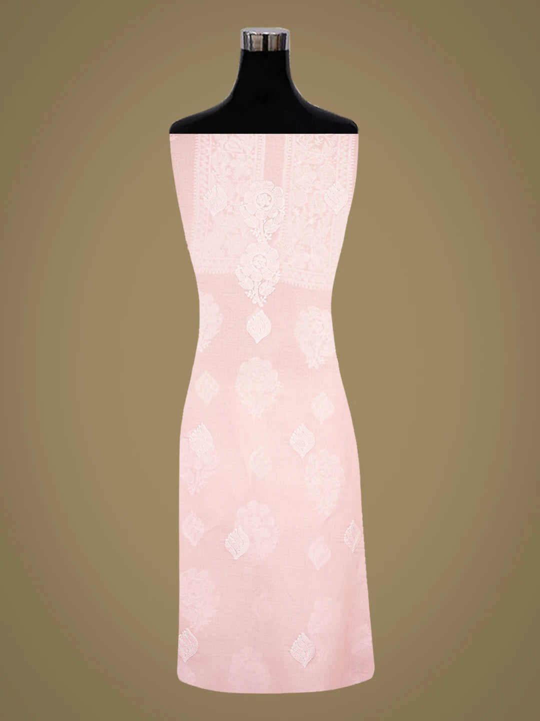 Ada Hand Embroidered Light Pink Cotton Lucknowi Chikankari Unstitched Kurta Piece 01A772853