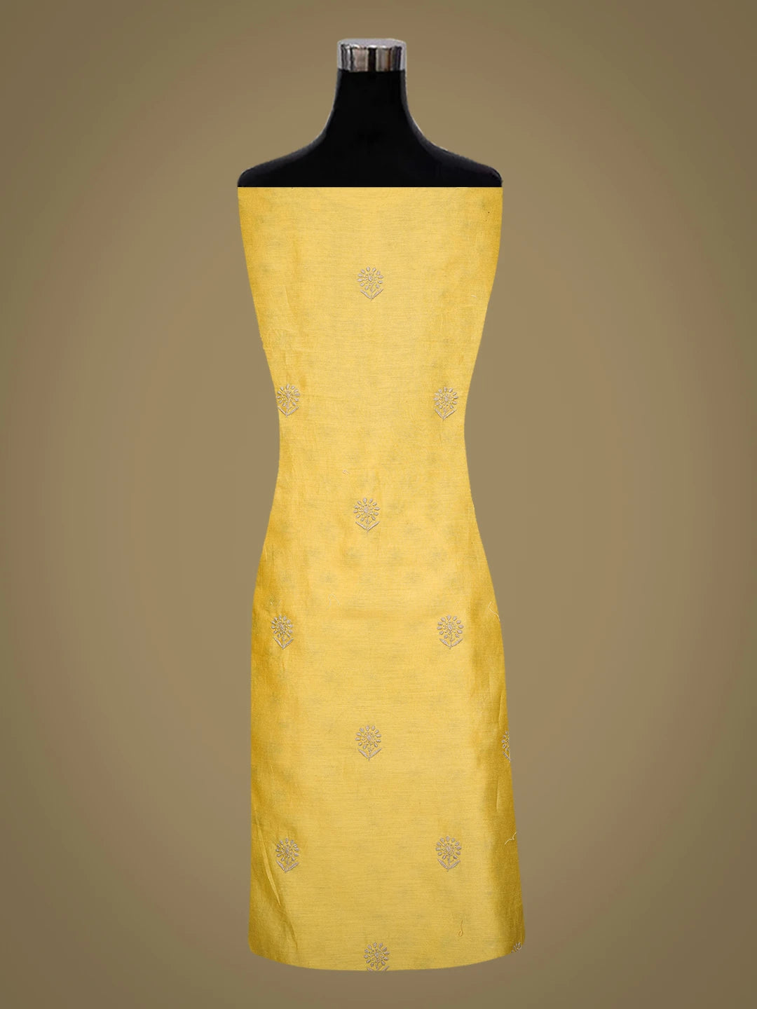 Ada Hand Embroidered Yellow Chanderi Lucknowi Chikankari Unstitched Kurta Dupatta Set 01A754241