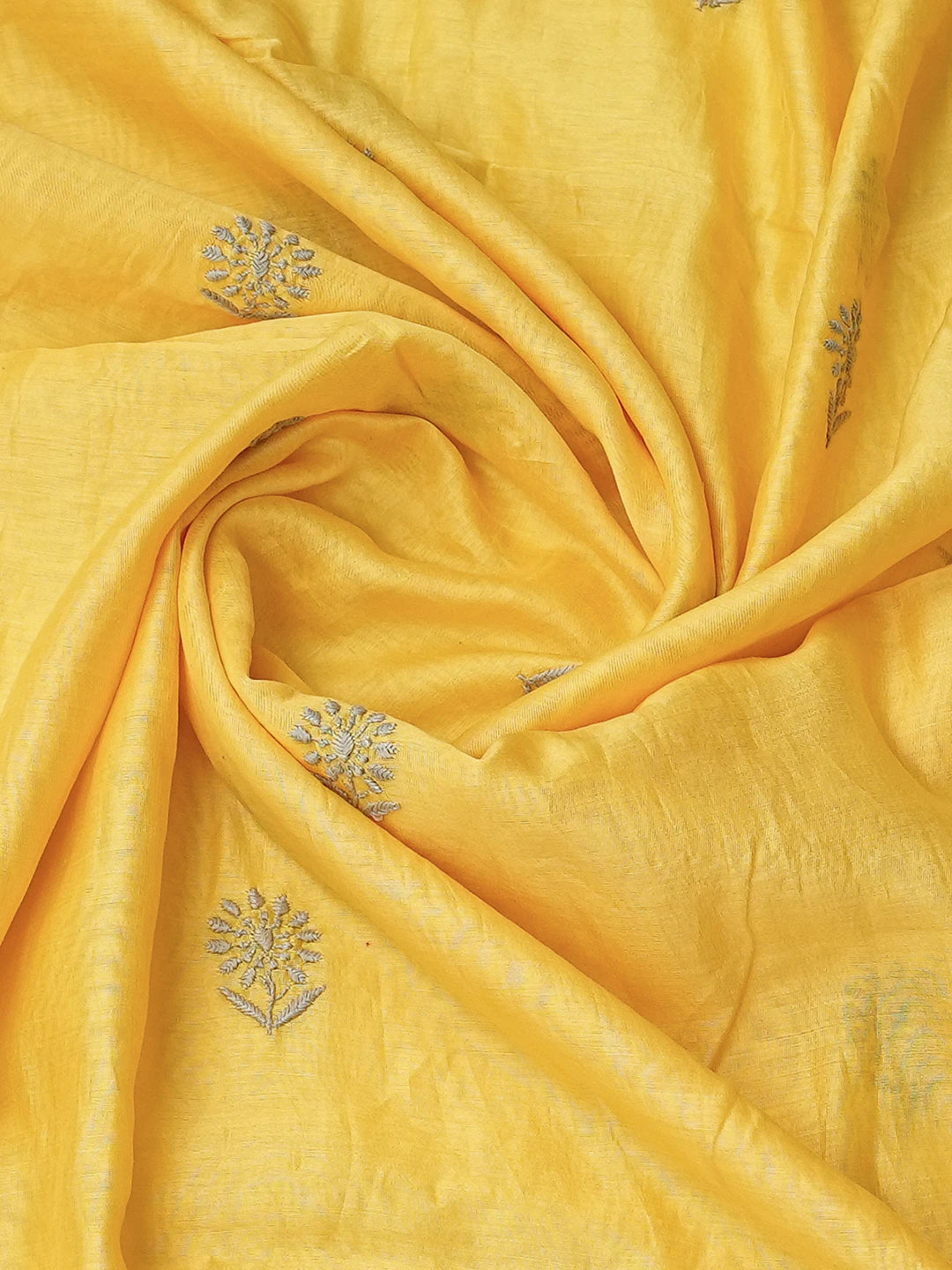 Ada Hand Embroidered Yellow Chanderi Lucknowi Chikankari Unstitched Kurta Dupatta Set 01A754241