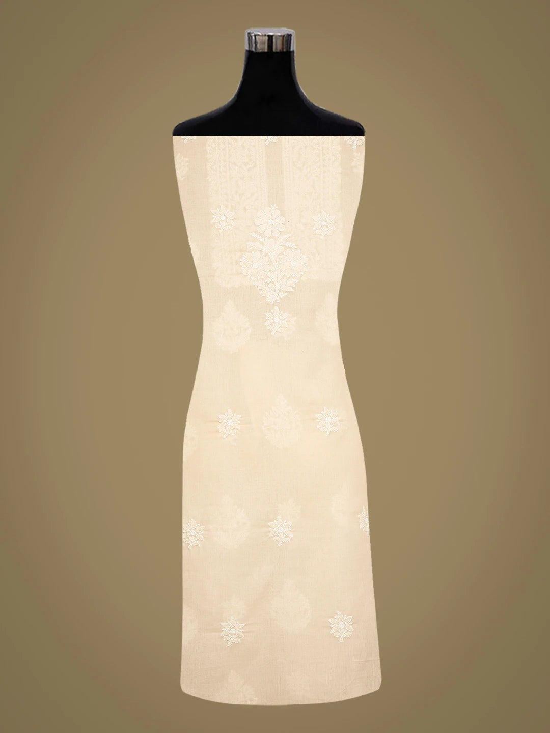 Ada Hand Embroidered Fawn Cotton Lucknowi Chikankari Unstitched Kurta Piece 01A772842