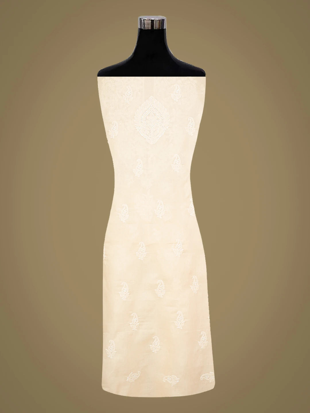 Ada Hand Embroidered Fawn Cotton Lucknowi Chikankari Unstitched Suit Piece 01A670781