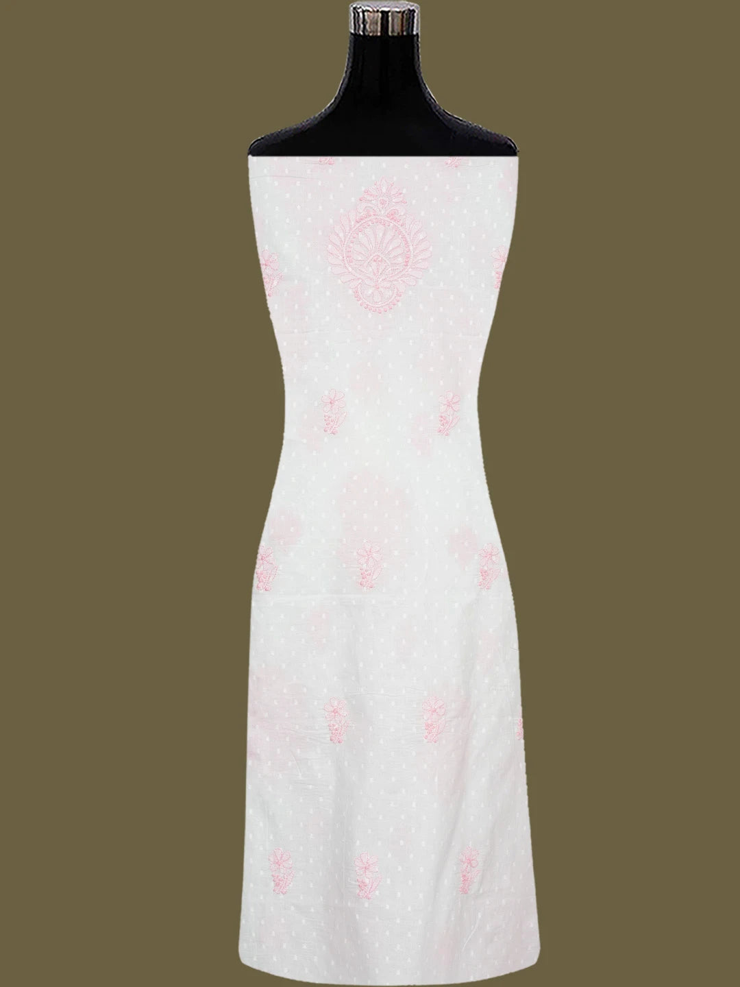 Ada Hand Embroidered White Cotton Lucknowi Chikankari Unstitched Suit Piece 01A764947