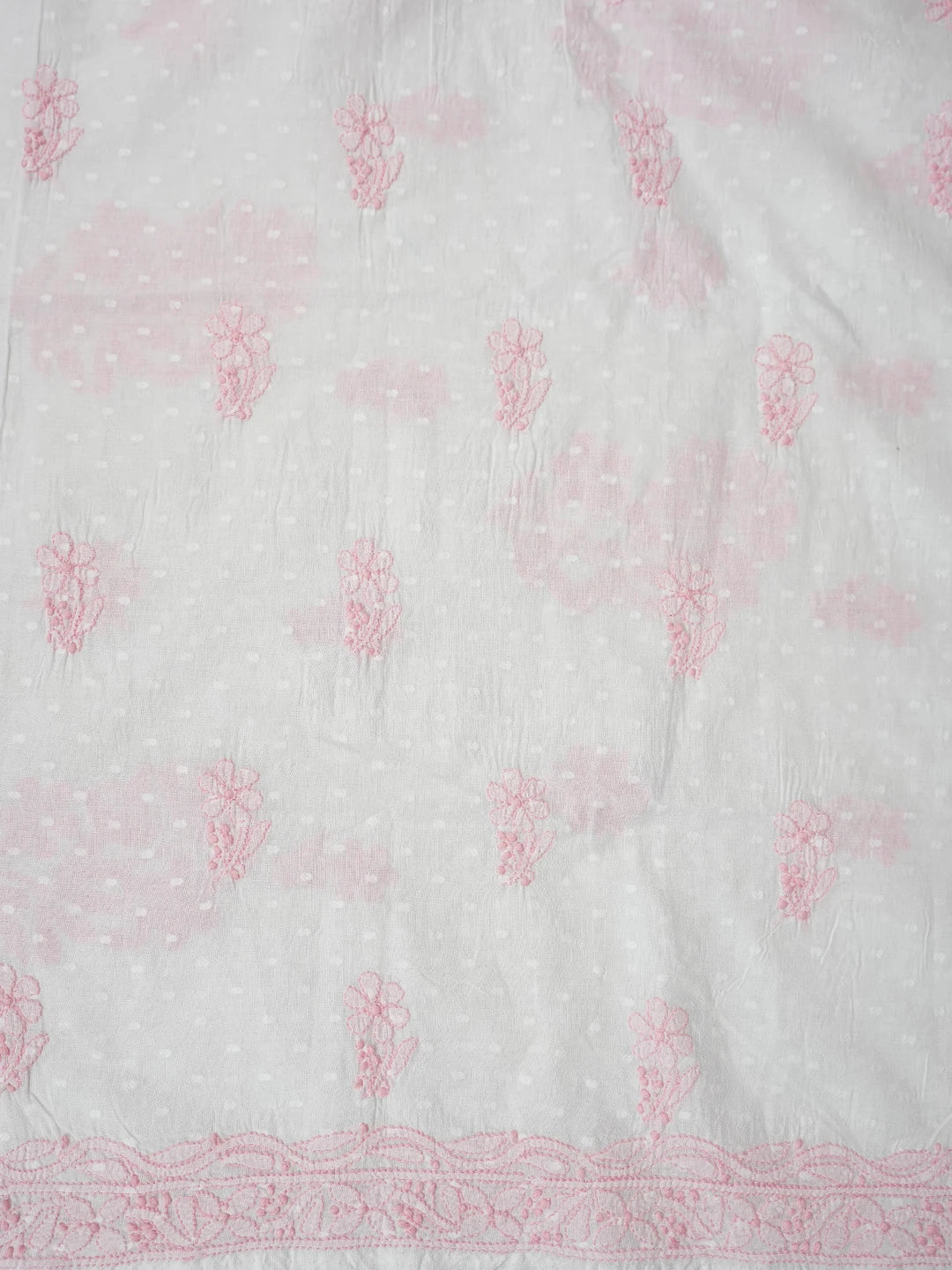 Ada Hand Embroidered White Cotton Lucknowi Chikankari Unstitched Suit Piece 01A764947