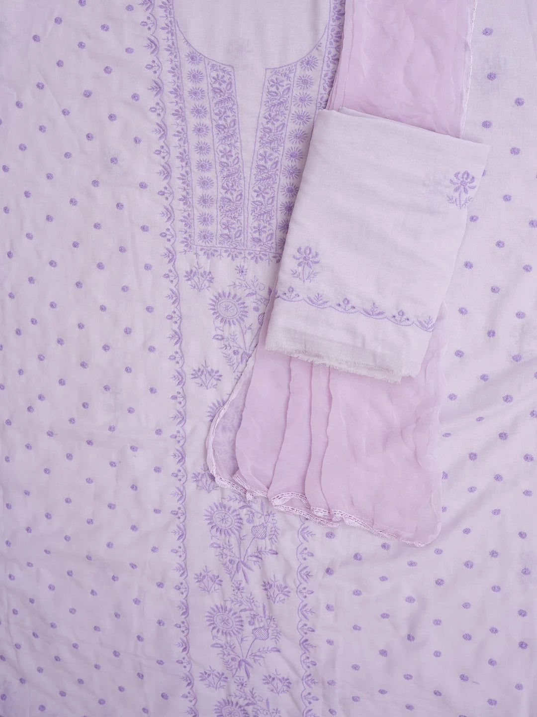 Ada Hand Embroidered Mauve Cotton Lucknowi Chikankari Unstitched Suit Piece 01A440761