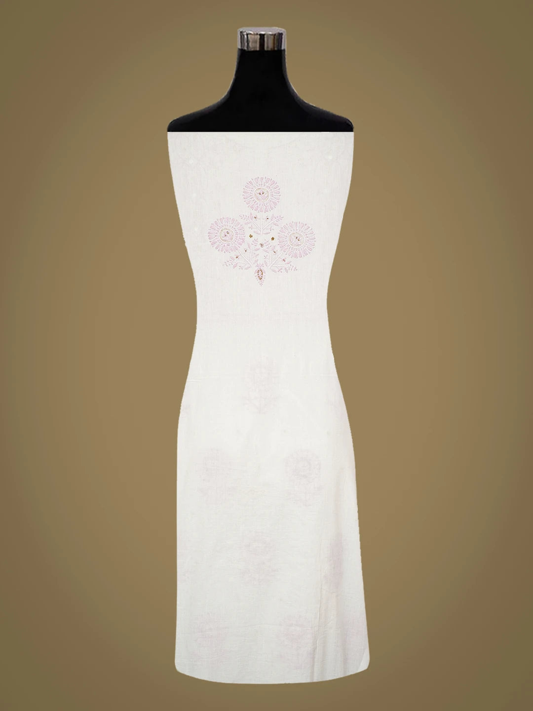 Ada Hand Embroidered White Cotton Lucknowi Chikankari Unstitched Kurta Dupatta Set 01A548549