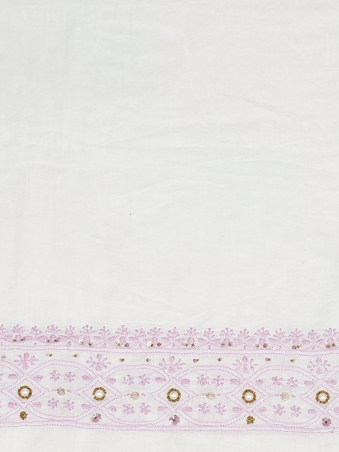 Ada Hand Embroidered White Cotton Lucknowi Chikankari Unstitched Kurta Dupatta Set 01A548549