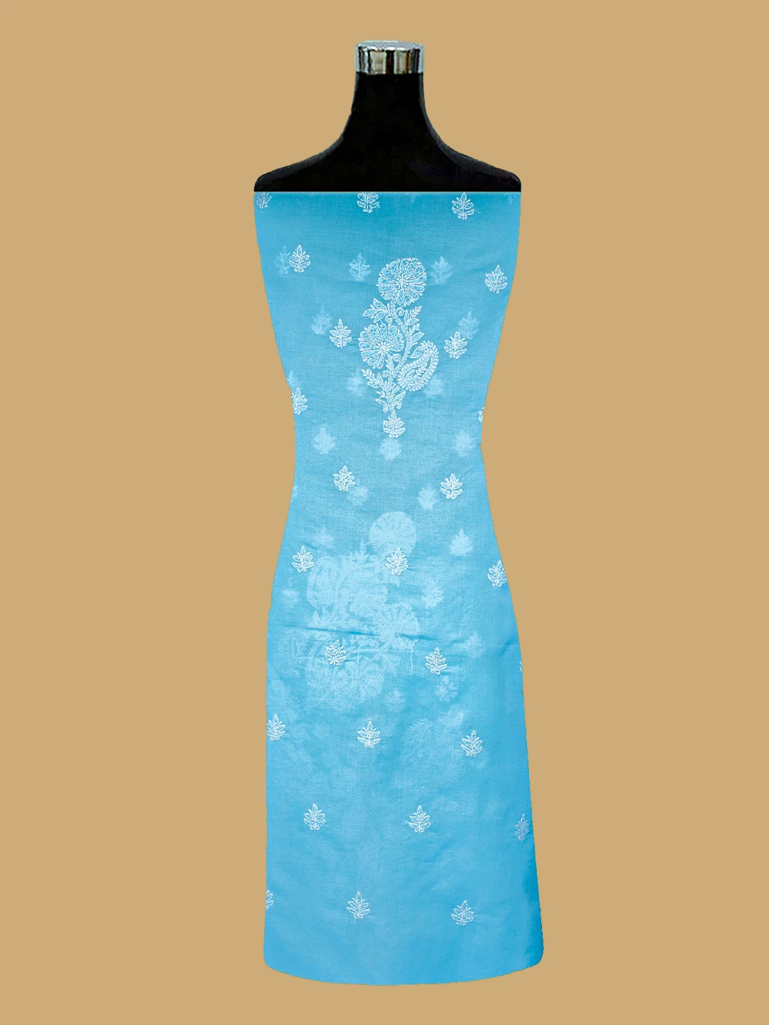 Ada Hand Embroidered Blue Cotton Lucknowi Chikankari Unstitched Kurta Piece 01A712189