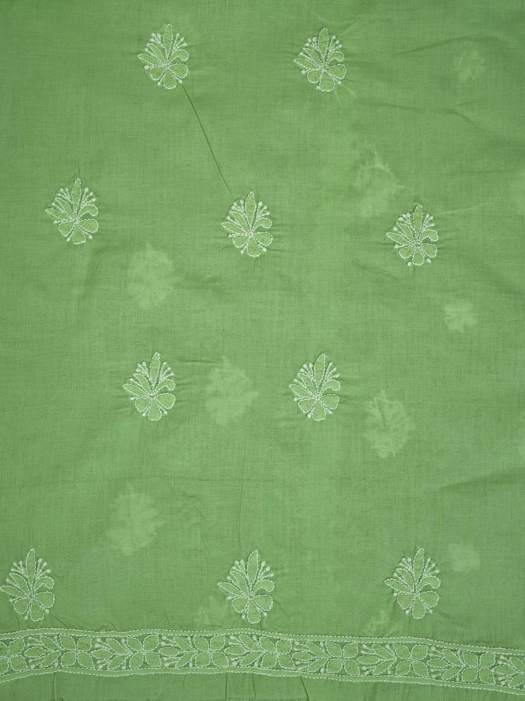 Ada Hand Embroidered Tea Green Cotton Lucknowi Chikankari Unstitched Kurta Piece 01A706039