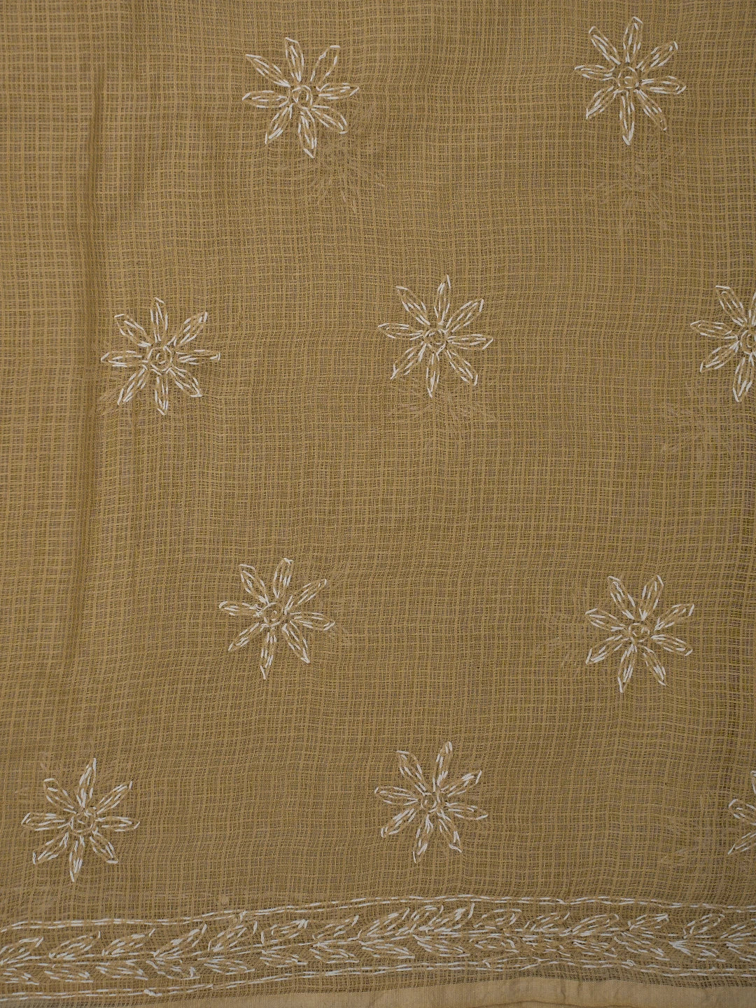 Ada Hand Embroidered Fawn Kota Lucknowi Chikankari Unstitched Kurta Dupatta Set 01A751304