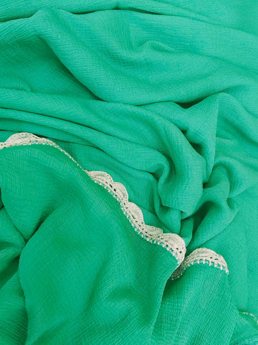 Ada Hand Embroidered Shamrock Green Cotton Lucknowi Chikankari Unstitched Suit Piece With Gota Patti Work 01A48238