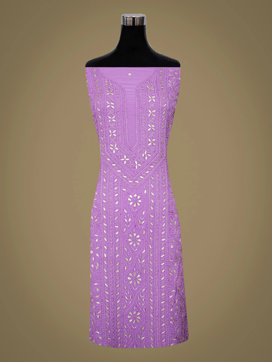 Ada Hand Embroidered Purple Viscose Georgette Lucknowi Chikankari Unstitched Kurta Dupatta Set With Gota Patti Work 01A751169