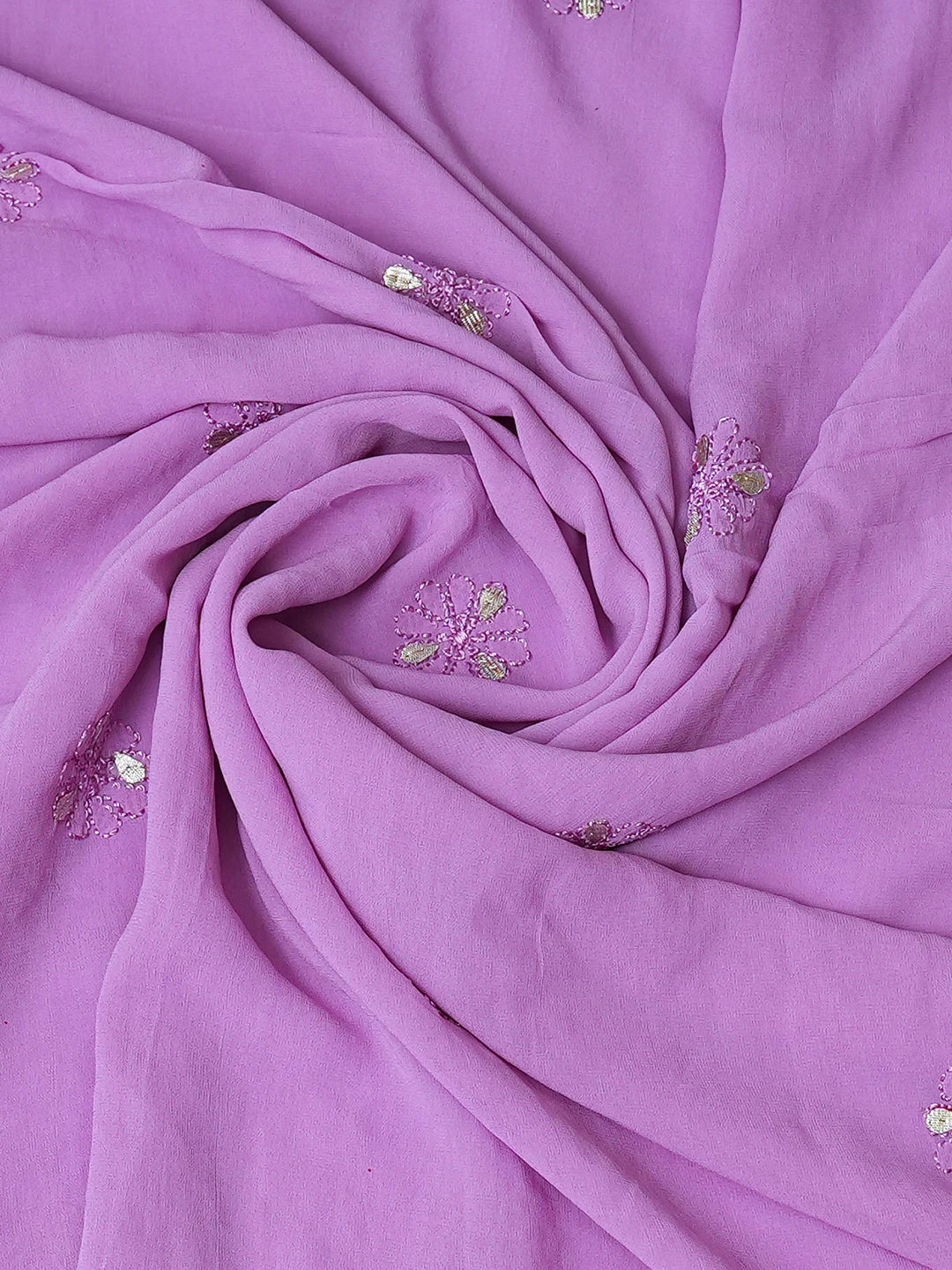 Ada Hand Embroidered Purple Viscose Georgette Lucknowi Chikankari Unstitched Kurta Dupatta Set With Gota Patti Work 01A751169