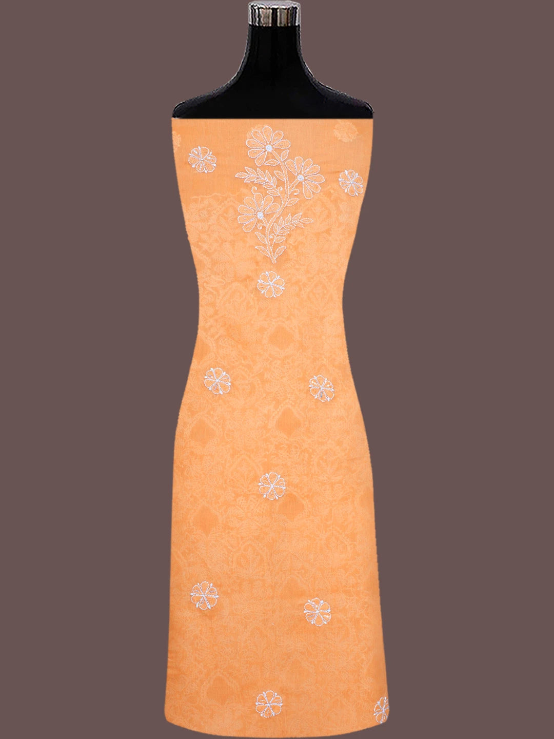 Ada Hand Embroidered Rust Cotton Lucknowi Chikankari Unstitched Suit Piece With Cutdana Work 01A677541