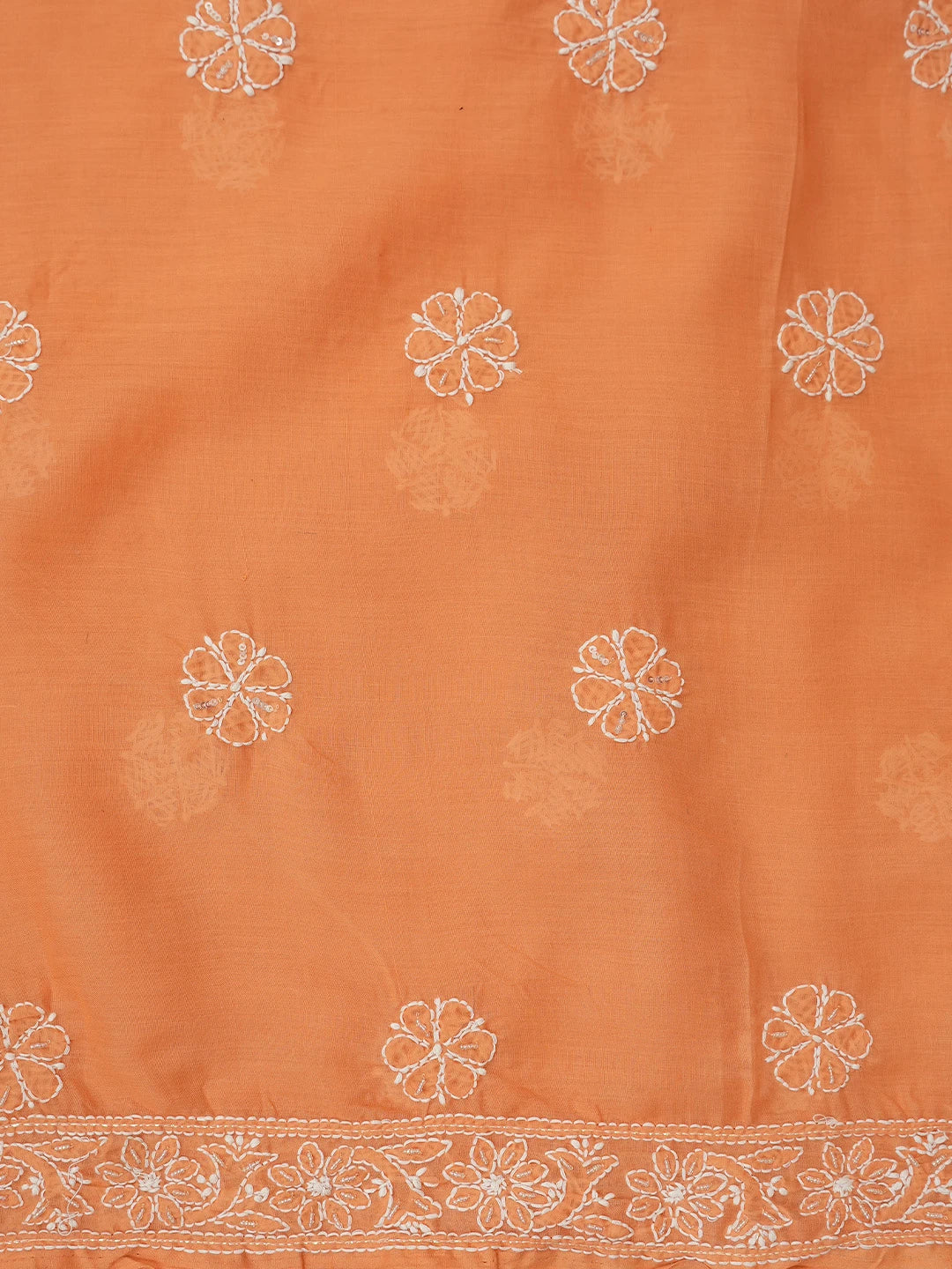 Ada Hand Embroidered Rust Cotton Lucknowi Chikankari Unstitched Suit Piece With Cutdana Work 01A677541