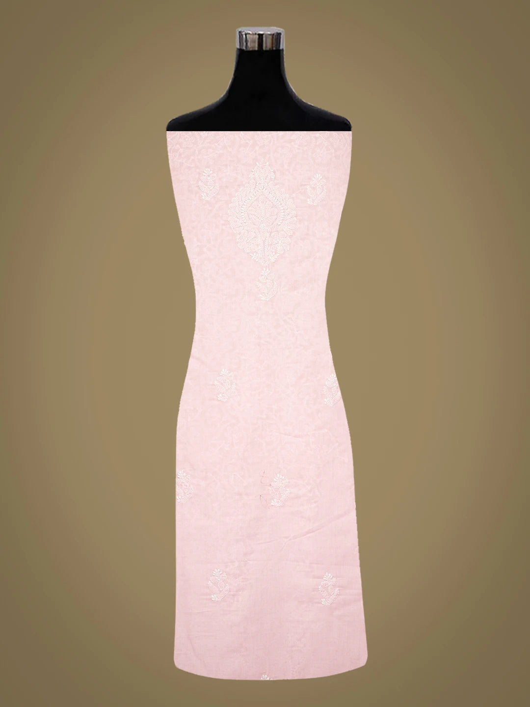 Ada Hand Embroidered Pink Cotton Lucknowi Chikankari Unstitched Kurta Piece 01A772913