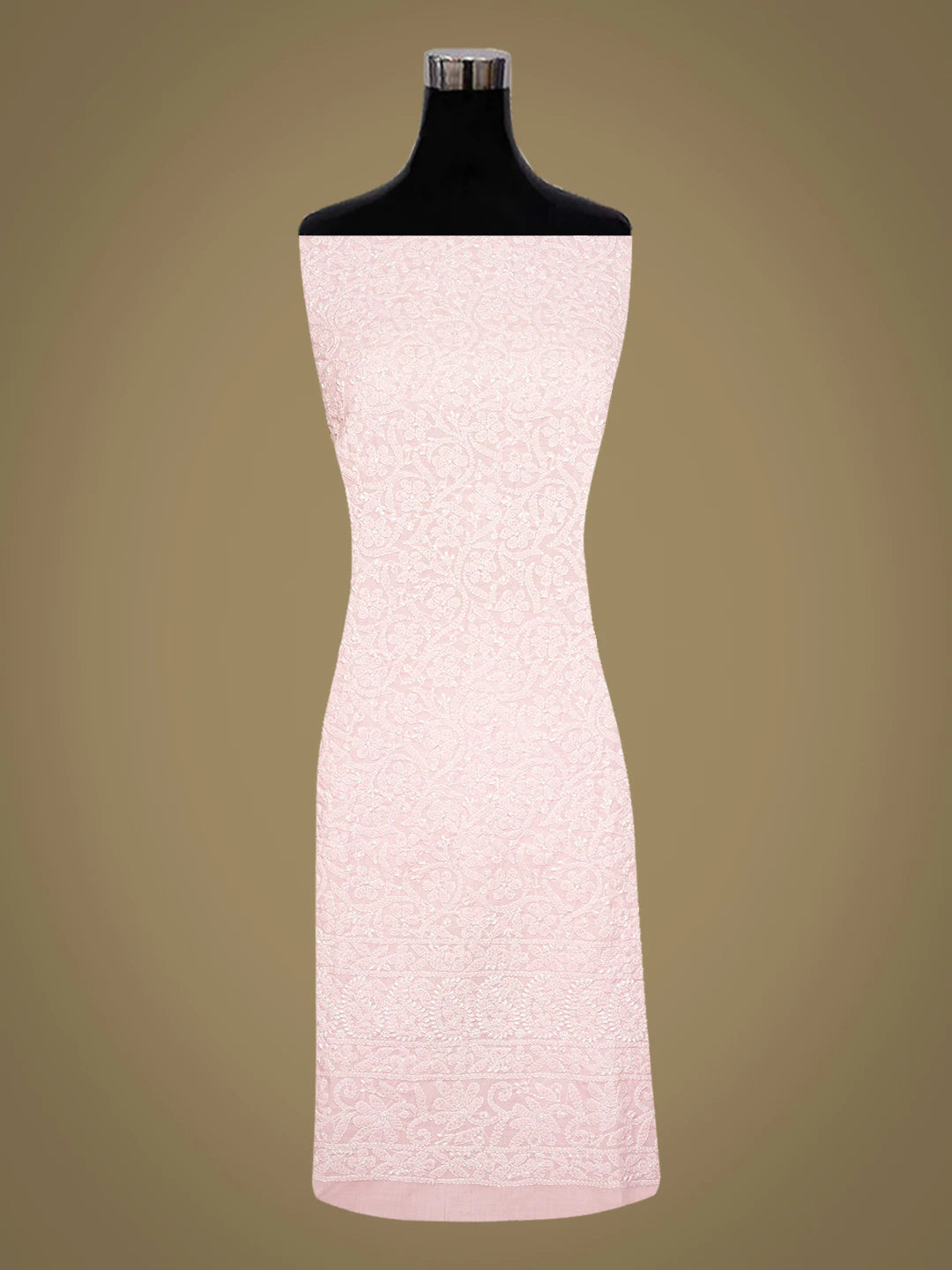 Ada Hand Embroidered Pink Cotton Lucknowi Chikankari Unstitched Kurta Piece 01A772913