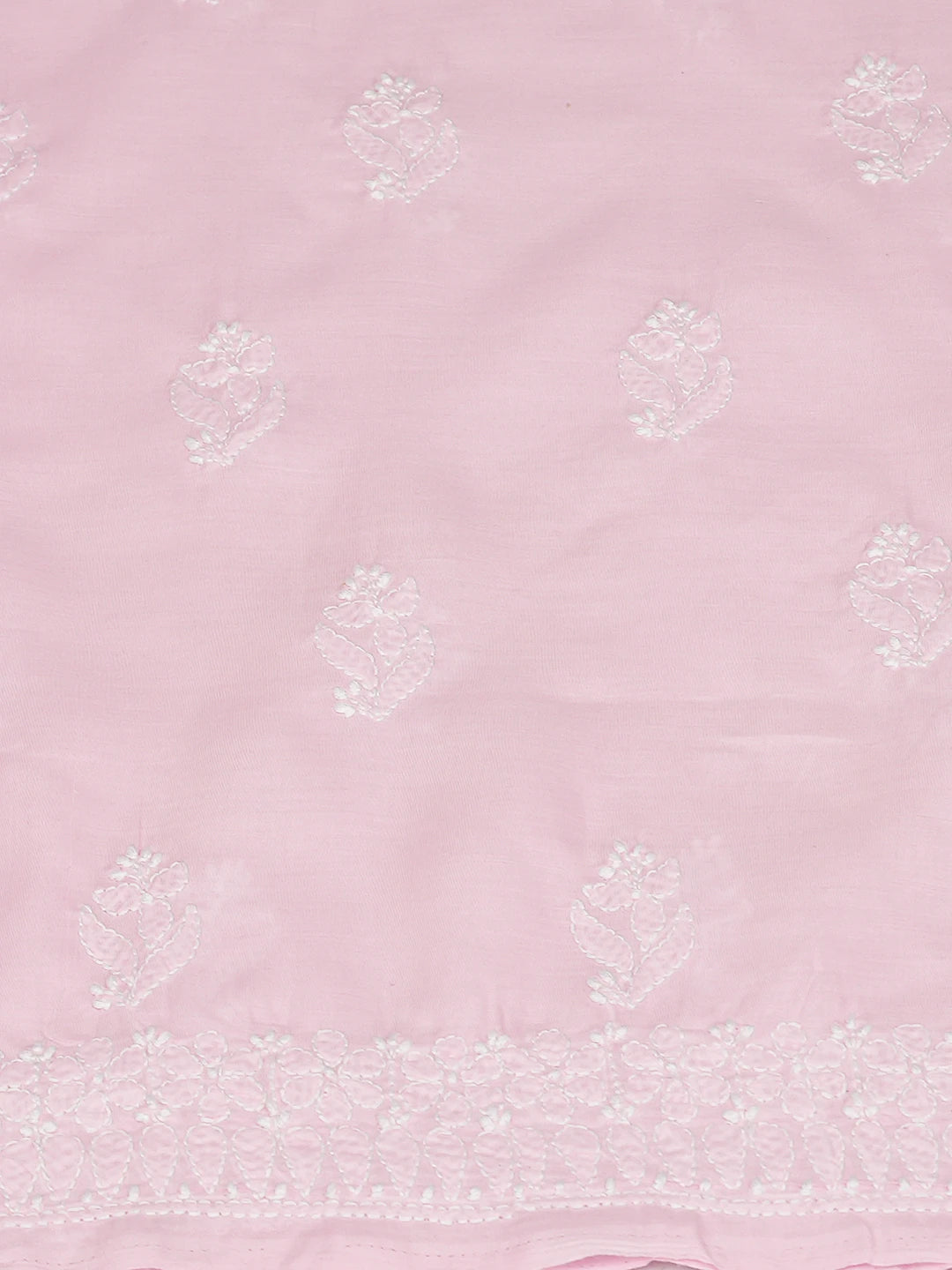 Ada Hand Embroidered Pink Cotton Lucknowi Chikankari Unstitched Kurta Piece 01A772913