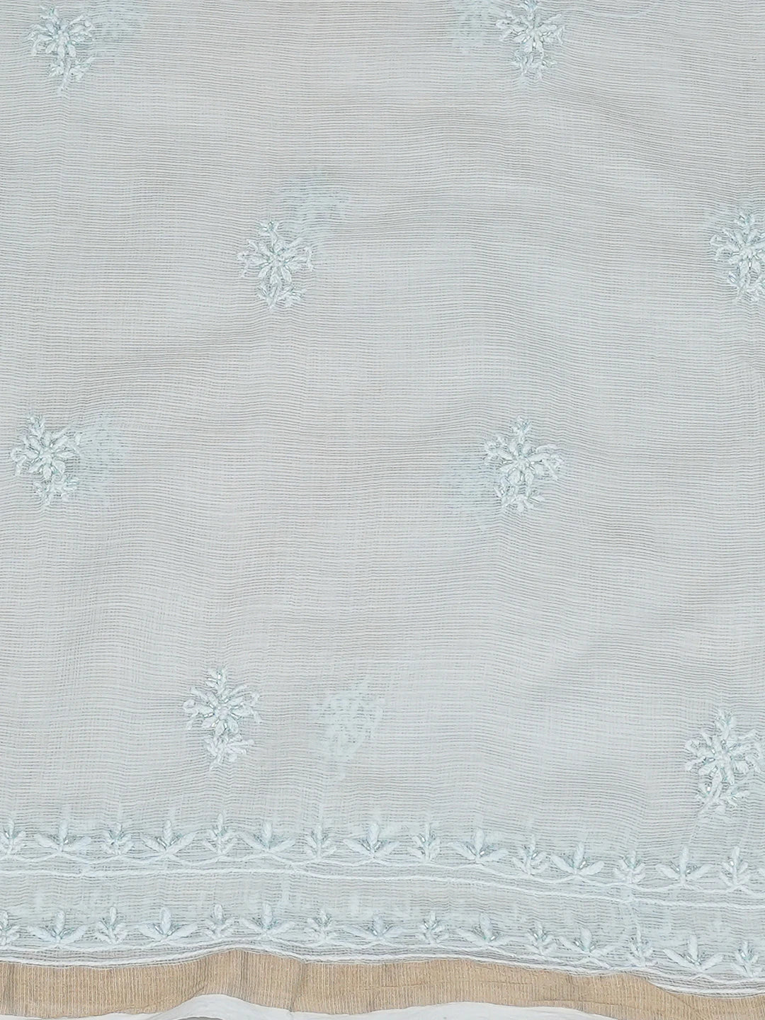 Ada Hand Embroidered Light Blue Kota Lucknowi Chikankari Unstitched Kurta Dupatta Set With Cutdana Work 01A749515