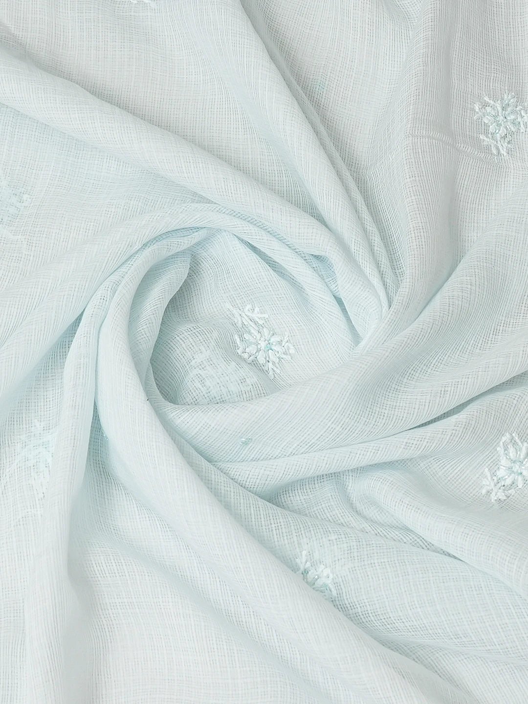 Ada Hand Embroidered Light Blue Kota Lucknowi Chikankari Unstitched Kurta Dupatta Set With Cutdana Work 01A749515