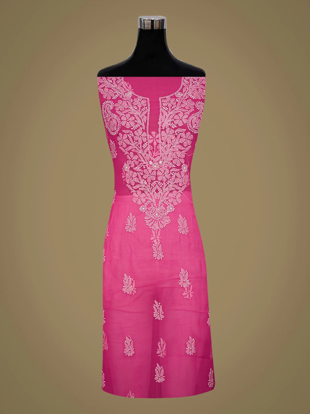 Ada Hand Embroidered Magenta Georgette Lucknowi Chikankari Unstitched Suit Piece 01A776387