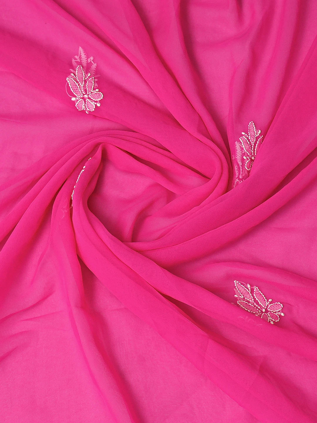 Ada Hand Embroidered Magenta Georgette Lucknowi Chikankari Unstitched Suit Piece 01A776387