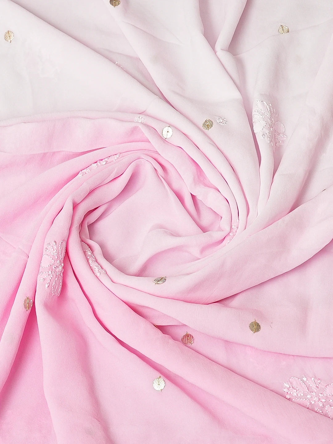Ada Hand Embroidered Pink Viscose Georgette Lucknowi Chikankari Unstitched Kurta Dupatta Set With Gotapatti Work 01A751182