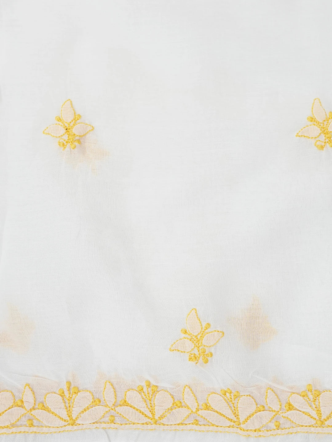 Ada Hand Embroidered White Cotton Lucknowi Chikankari Unstitched Suit Piece 01A767432
