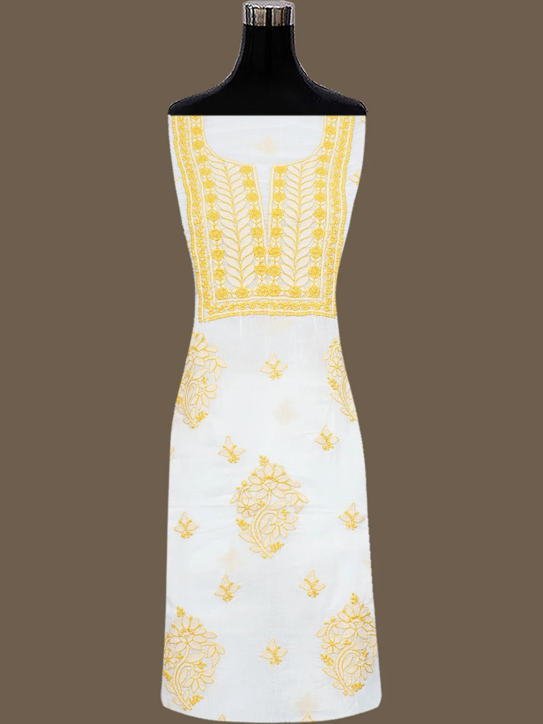 Ada Hand Embroidered White Cotton Lucknowi Chikankari Unstitched Suit Piece 01A767432