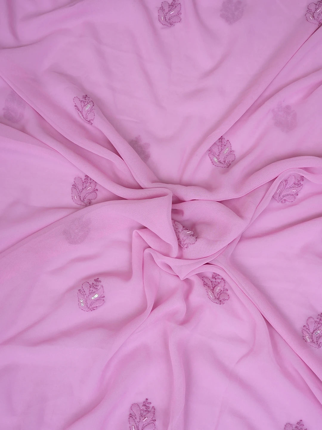 Ada Hand Embroidered Pink Georgette Lucknowi Chikankari Unstitched Suit Piece 01A749942
