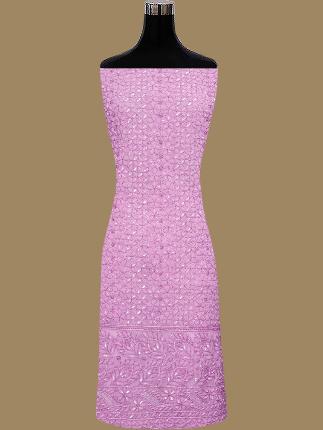 Ada Hand Embroidered Pink Georgette Lucknowi Chikankari Unstitched Suit Piece 01A749942