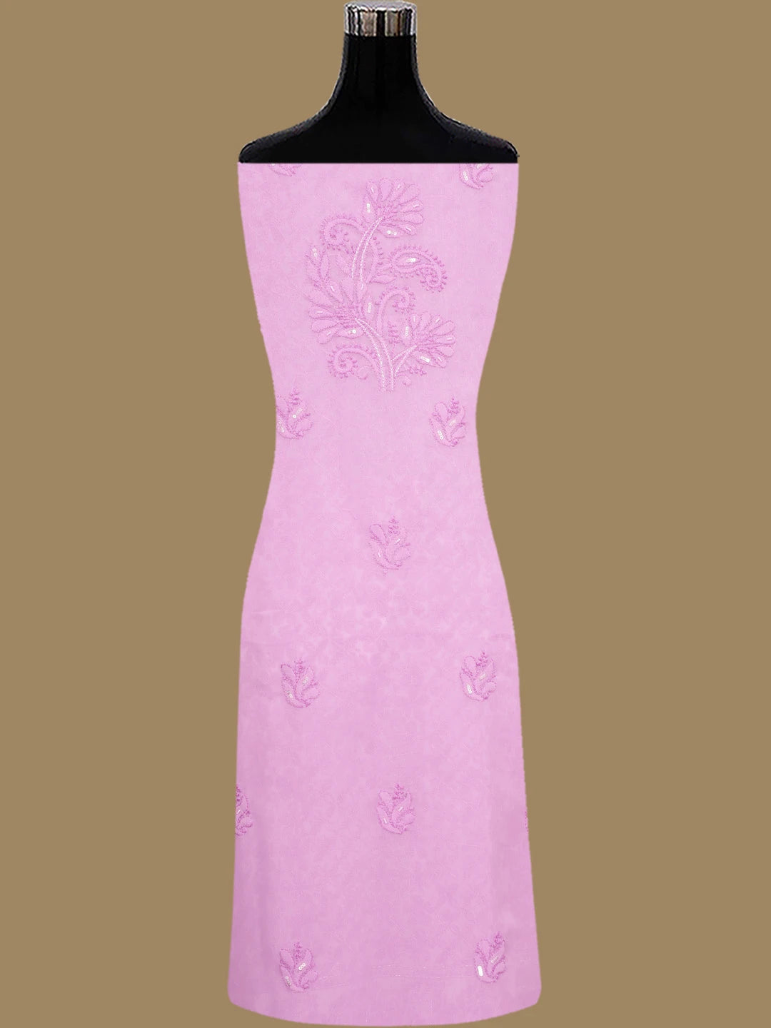 Ada Hand Embroidered Pink Georgette Lucknowi Chikankari Unstitched Suit Piece 01A749942