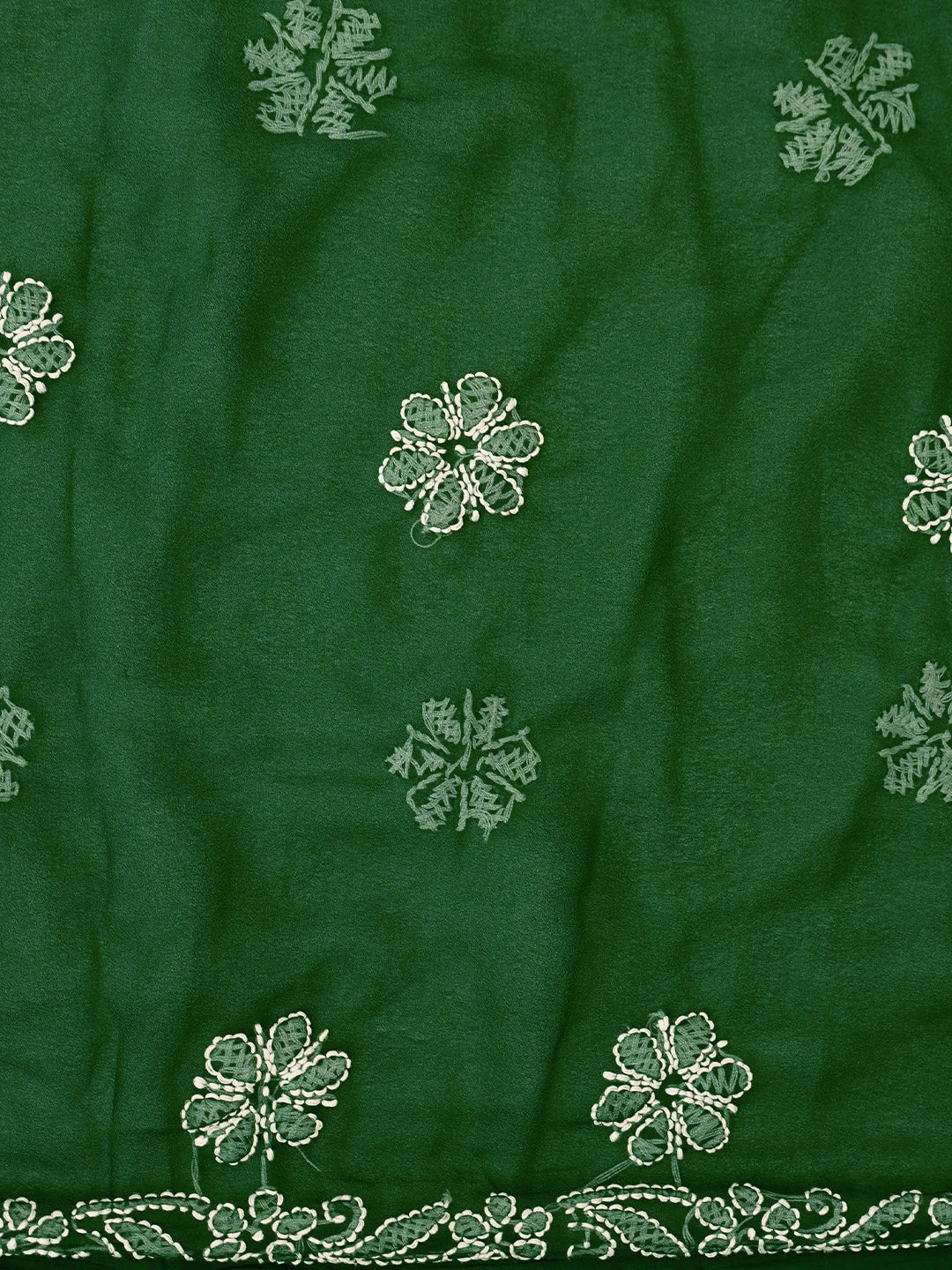 Ada Hand Embroidered Bottle Green Georgette Lucknowi Chikankari Unstitched Suit Piece 01A776414