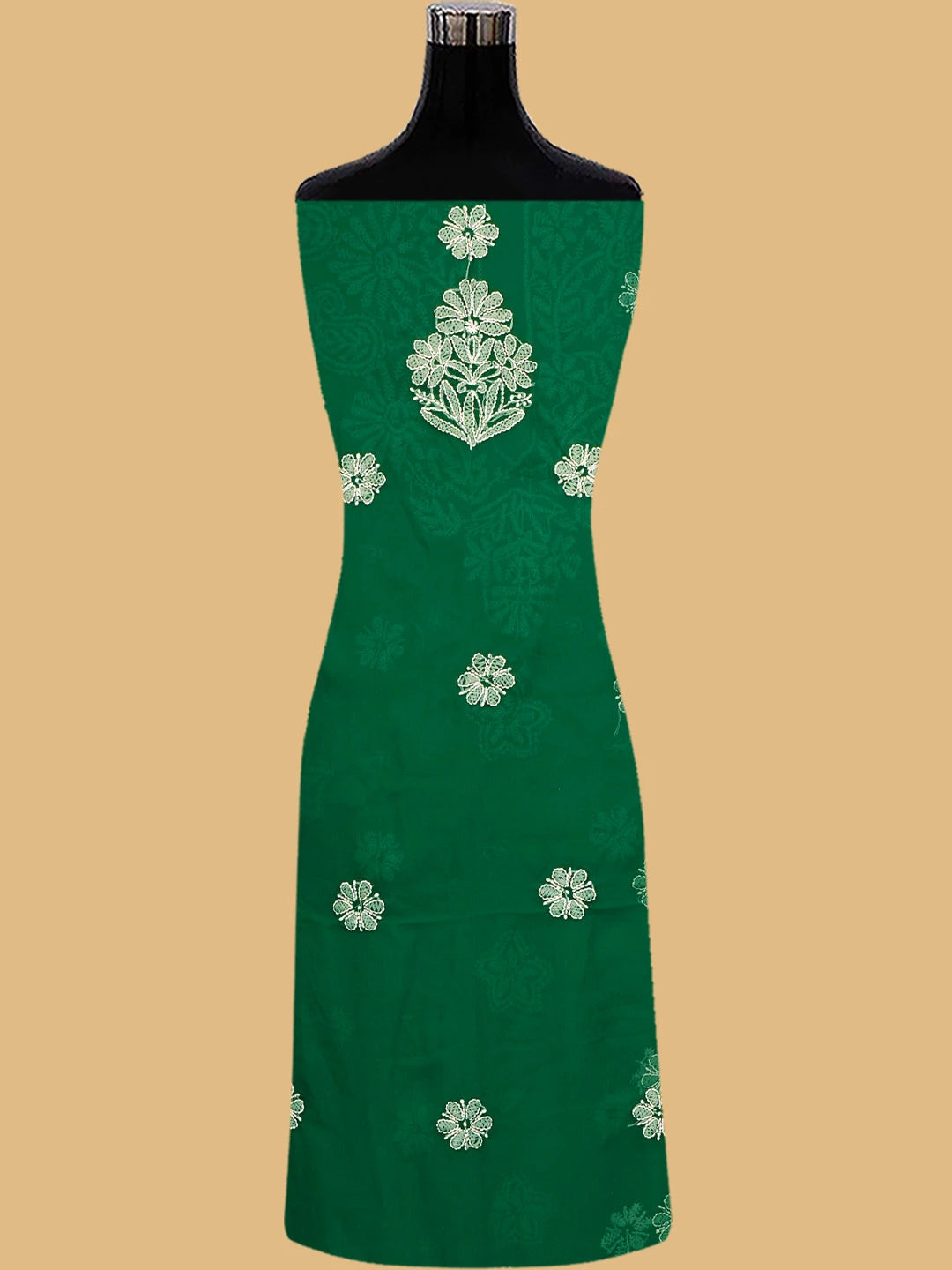 Ada Hand Embroidered Bottle Green Georgette Lucknowi Chikankari Unstitched Suit Piece 01A776414