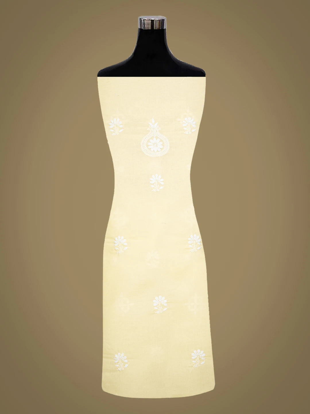 Ada Hand Embroidered Beige Cotton Lucknowi Chikankari Unstitched Kurta Piece 01A718457