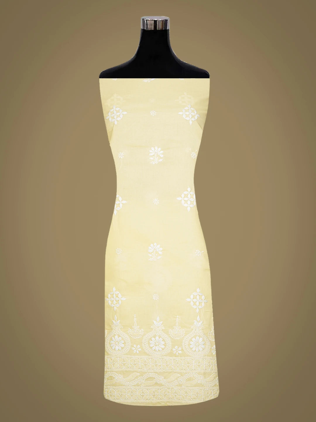 Ada Hand Embroidered Beige Cotton Lucknowi Chikankari Unstitched Kurta Piece 01A718457