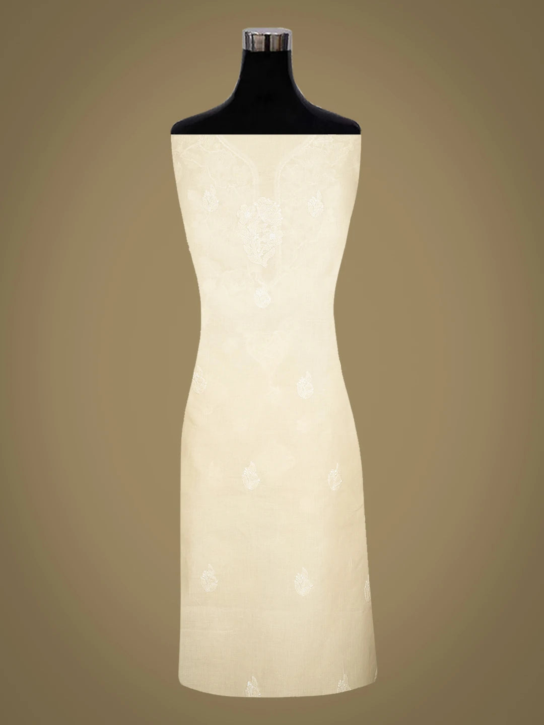 Ada Hand Embroidered Fawn Cotton Lucknowi Chikankari Unstitched Kurta Piece 01A759453