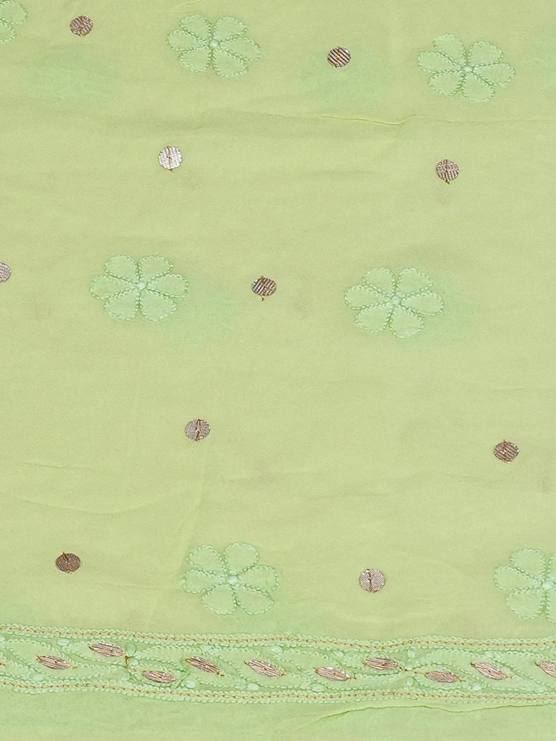 Ada Hand Embroidered Green Viscose Georgette Lucknowi Chikankari Unstitched Kurta Dupatta Set With Gotapatti Work 01A751206