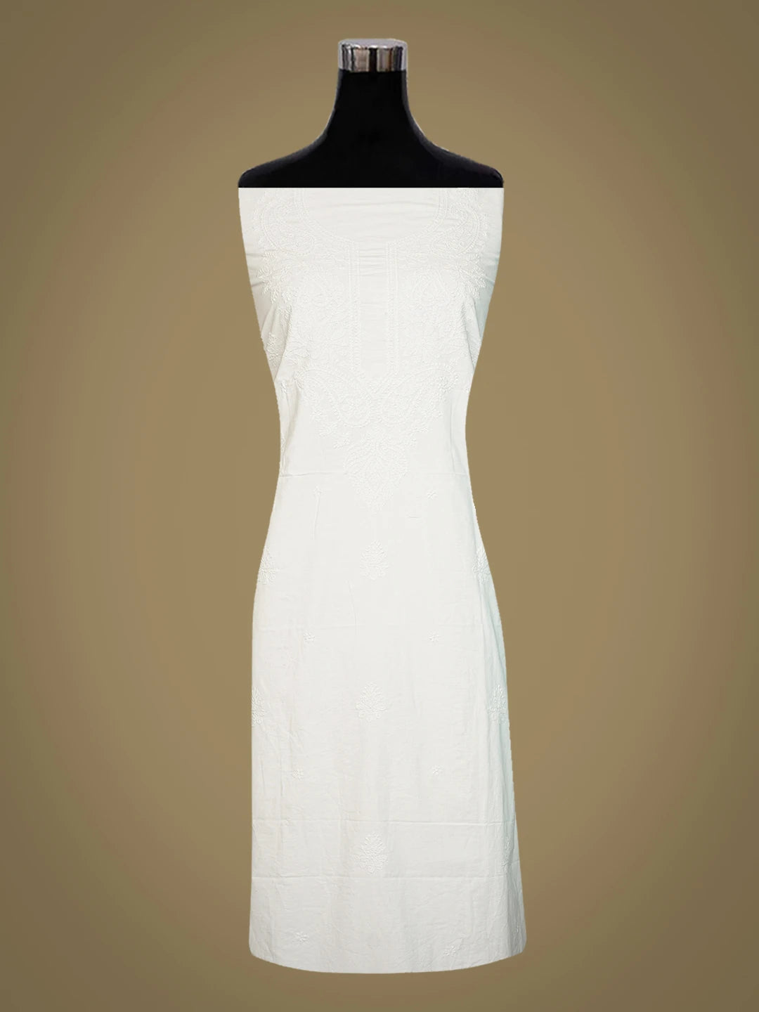 Ada Hand Embroidered White Cotton Lucknowi Chikankari Unstitched Kurta Piece 01A613512