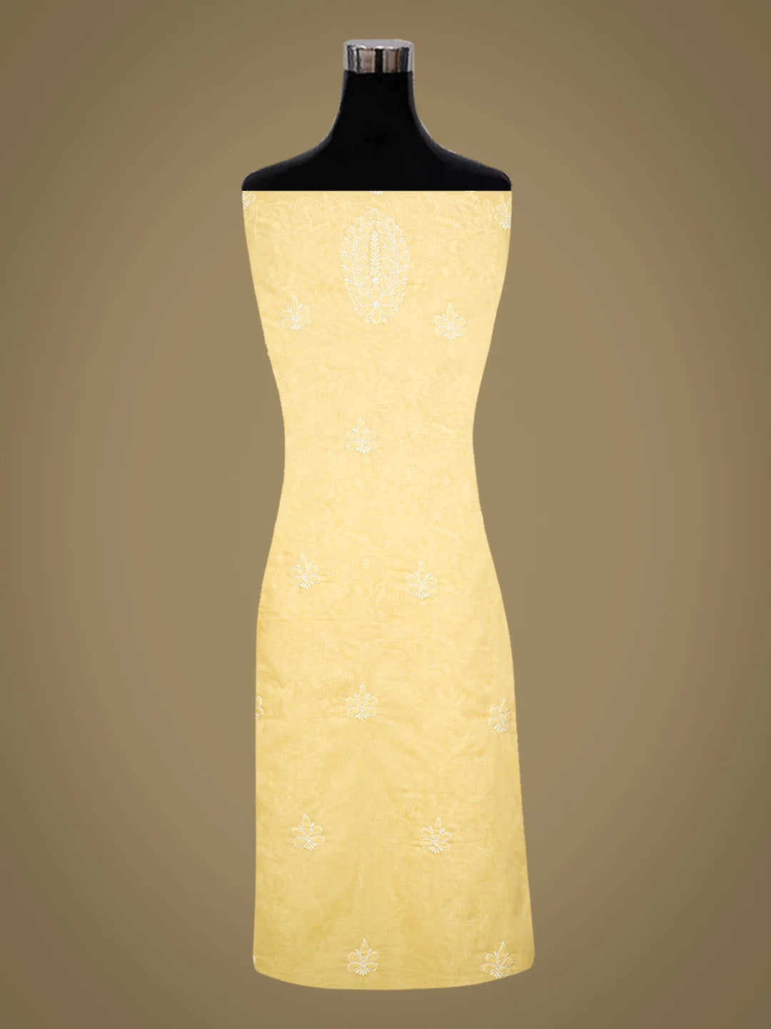 Ada Hand Embroidered Yellow Cotton Lucknowi Chikankari Unstitched Kurta Piece 01A773042