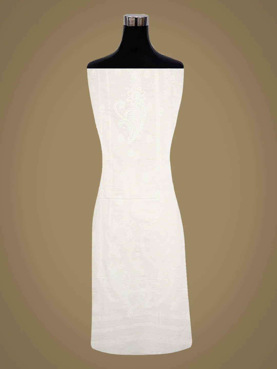 Ada Hand Embroidered White Cotton Lucknowi Chikankari Unstitched Kurta Piece A462291