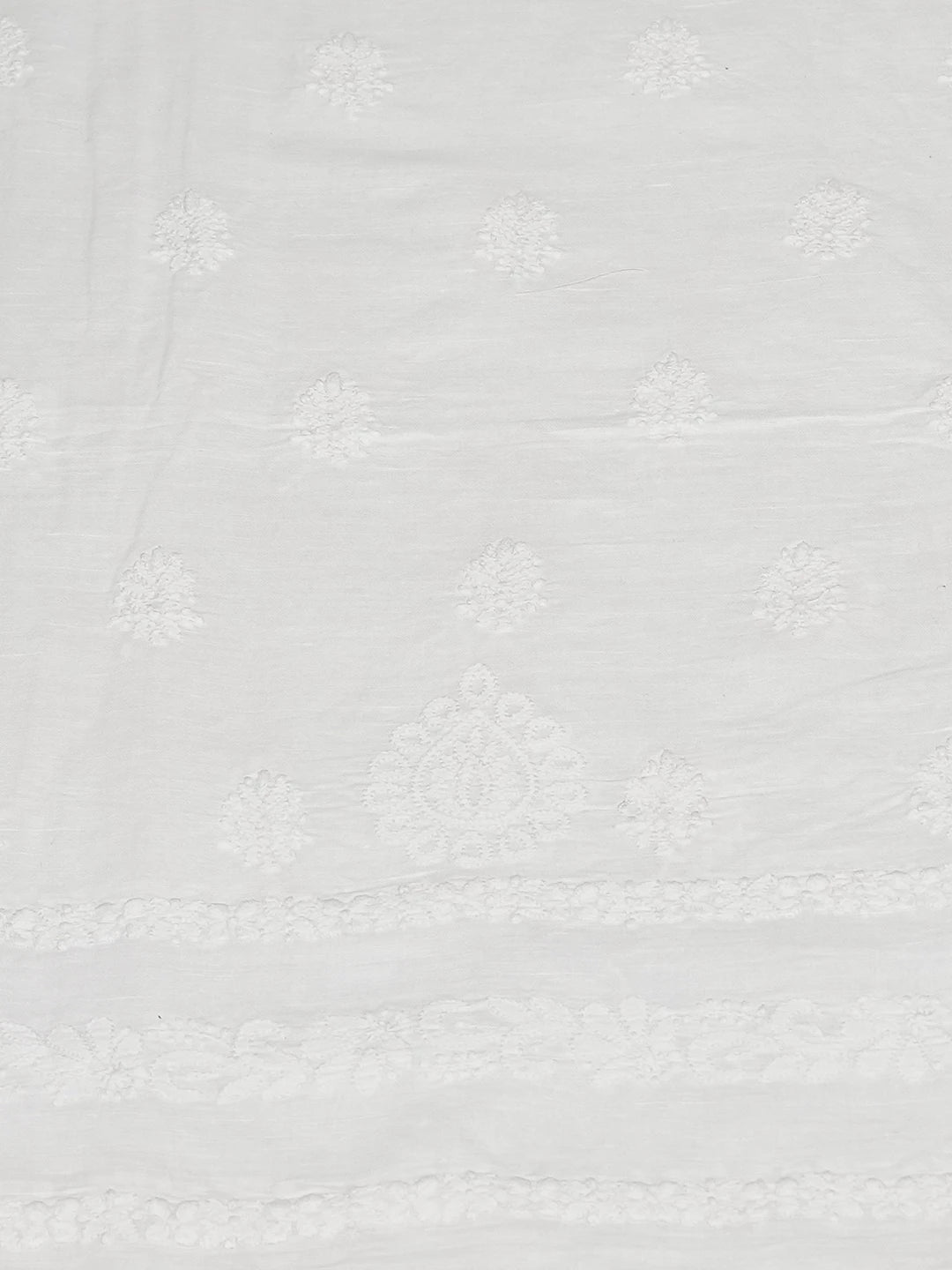 Ada Hand Embroidered White Cotton Lucknowi Chikankari Unstitched Kurta Piece A462291