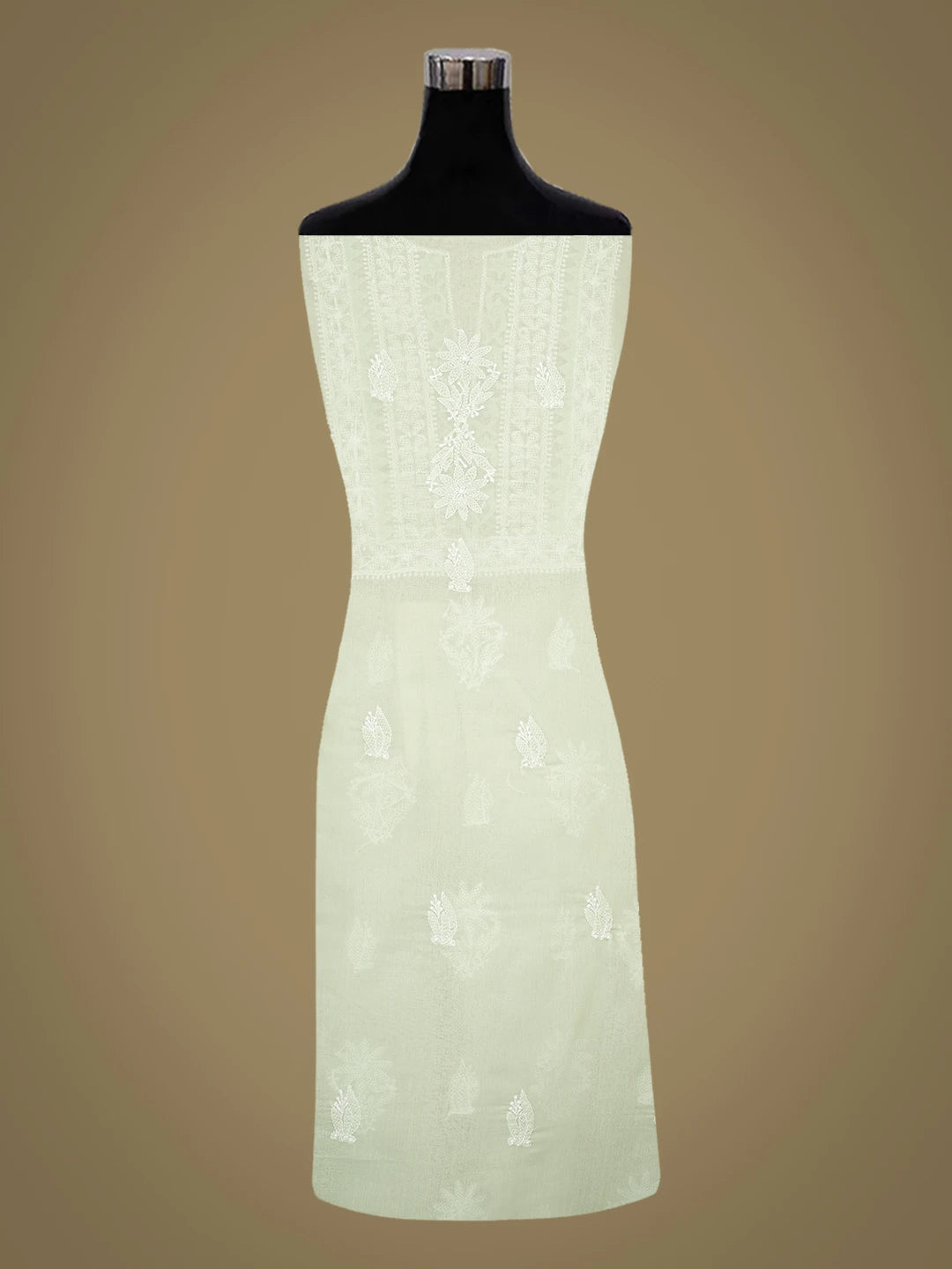 Ada Hand Embroidered Light Green Cotton Lucknowi Chikankari Unstitched Kurta Piece 01A772889