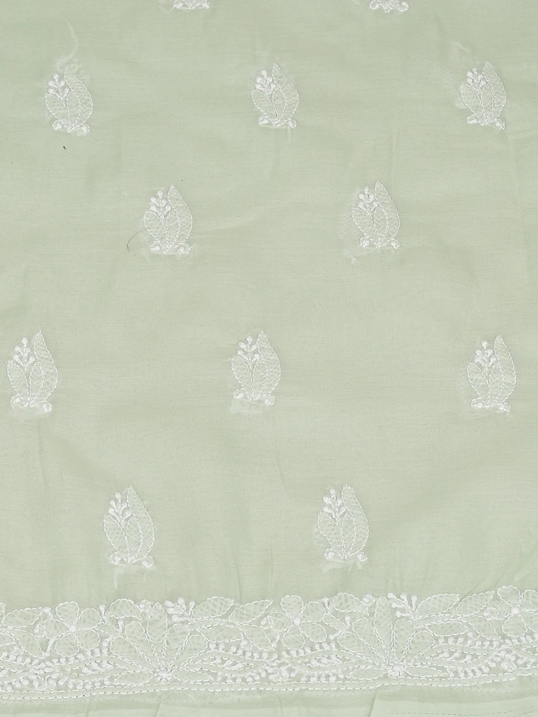 Ada Hand Embroidered Light Green Cotton Lucknowi Chikankari Unstitched Kurta Piece 01A772889