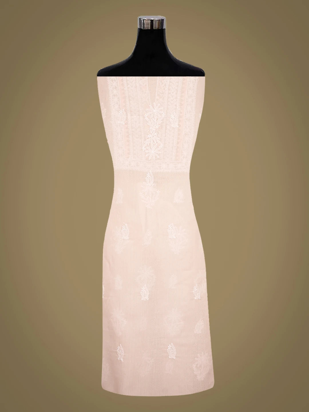 Ada Hand Embroidered Peach Cotton Lucknowi Chikankari Unstitched Kurta Piece 01A772850